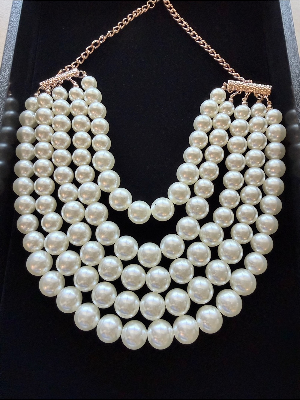 Elegant White Pearl Multi-Strand Statement Necklace